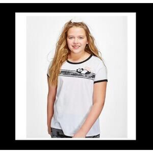 Justice Girls' White Panda Good Vibes Short Sleeve T-Shirt Youth Size 12